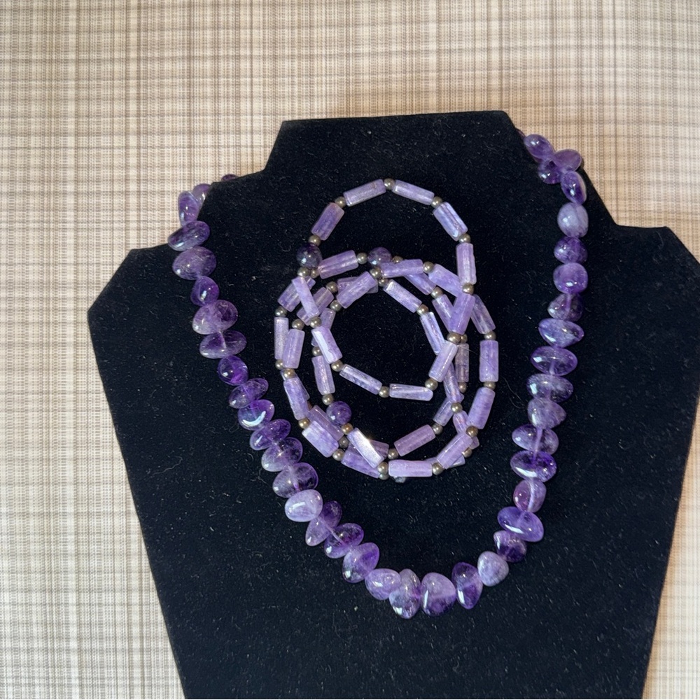 Vibrant Purple Amethyst Necklace and Bracelet Set